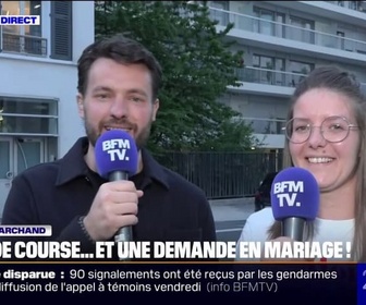 Replay 20H BFM - Une surprise totale: après plus de 5h de course, Pierre a demandé Anne-Sophie en mariage au marathon de Paris