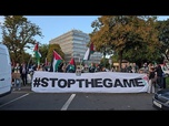 Replay Des manifestants se rassemblent devant un stade de Dublin contre le match Irlande-Israël