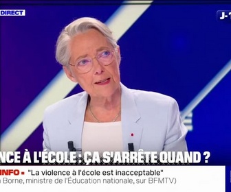 Replay BFM Politique - Sécurisation des établissements scolaires: Ces mesures de fouilles inopinées sont efficaces, estime Élisabeth Borne