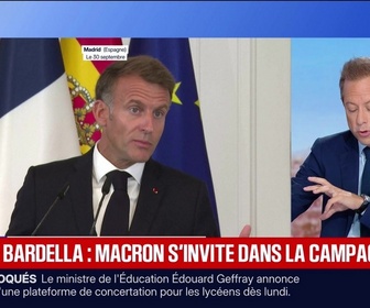 Replay BFM Première - Lycées, Bardella : Macron s'invite dans la campagne - L'édito politique - 01/10