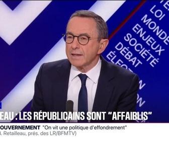 Replay BFM Politique - Je n'ai jamais combattu le RN par l'anathème: Bruno Retailleau (LR) souhaite que l'union des droites se fasse par le terrain, dans les urnes