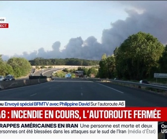 Replay 20H BFM - L'autoroute A6 fermée dans un sens en Seine-et-Marne en raison d'un incendie