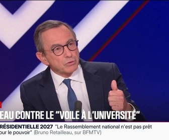 Replay BFM Politique - Bruno Retailleau, candidat Les Républicains à l'élection présidentielle souhaite interdire le voile à l'université