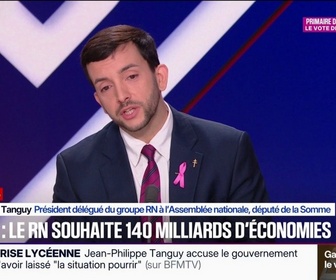 Replay BFM Politique - Jean-Philippe Tanguy, député RN de la Somme, affirme n'avoir entendu aucun argument rationnel sur le contre-budget du RN