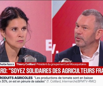 Replay Face à Face - Dans les semaines et les mois qui viennent, il y aura une crise agricole et il faudra la gérer, prévient Thierry Cotillard, président du groupement Les Mousquetaires