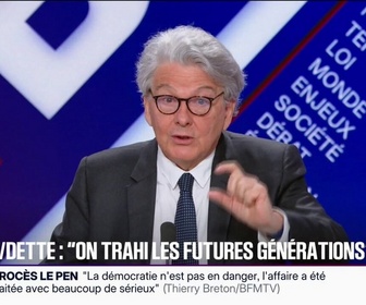 Replay BFM Politique - Thierry Breton, ancien commissaire européen, estime que laisser filer la dette est une trahison absolue pour les générations suivantes