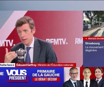 Replay Face à Face - Blocus des lycées: Le mouvement a changé de nature parce qu'il a été pris en otage par des groupuscules violents, affirme Édouard Geffray, ministre de l'Éducation nationale