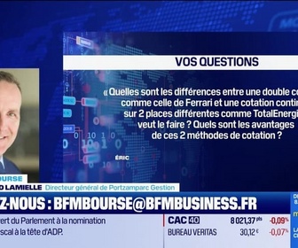 Replay BFM Bourse - Culture Bourse : Quelles subtiles différences entre une double cotation comme celle de Ferrari et une cotation continue sur 2 places différentes comme Total Énergies veut le faire ? , par Aude Kersulec - 12/02