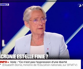 Replay BFM Politique - C'est choquant de porter des propos de cette nature: Élisabeth Borne réagit aux propos de la porte-parole du gouvernement qui a assuré que le macronisme trouvera une fin bientôt