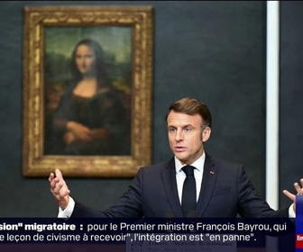 Replay 20H BFM - L'IMAGE DU 20H - Emmanuel Macron aux côtés de la Joconde pour lancer le plan de rénovation du musée du Louvre