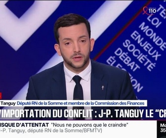 Replay BFM Politique - Guerre au Moyen-Orient: Souhaiter la fin d'un régime, ça ne veut pas dire qu'il suffit de claquer des doigts ou même de déclencher une guerre pour le faire, lance Jean-Philippe Tanguy (RN)