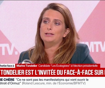 Replay Face à Face - Écologie: Marine Tondelier, candidate Les Écologistes à l'élection présidentielle, ne veut pas demander les mêmes efforts à des personnes qui n'ont ni les mêmes ressources, ni les mêmes alternatives, ni la même