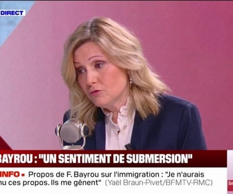 Replay Face à Face - Propos de François Bayrou sur l'immigration: Je n'aurais jamais tenu ces propos, ils me gênent, déplore Yaël Braun-Pivet