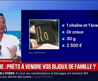 Replay BFM Première - Face au retour de l'inflation, de plus en plus de Français vendent de l'or pour récupérer de l'argent