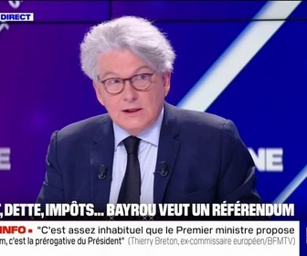 Replay BFM Politique - Référendum de Bayrou sur le budget: Il a parfaitement raison de poser la question, réagit Thierry Breton, ancien ministre de l'Économie