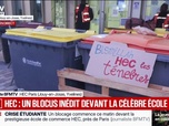 Replay BFM Première - Colère lycéenne: les étudiants de HEC Paris bloquent l'entrée de l'école de commerce