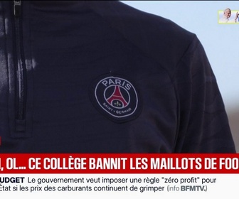 Replay BFM Première - Il y en a un, il a mis le maillot d'Auxerre, l'autre de Paris, ils se sont battus: ce collège bannit les maillots de foot pour éviter les conflits entre élèves