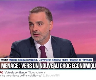 Replay 20H BFM - Vote de confiance du 8 septembre: Laurent Saint-Martin, ministre délégué chargé du Commerce extérieur estime que le Parti socialiste ferme la porte au débat
