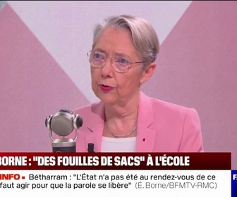 Replay Face à Face - Armes blanches chez les jeunes: Élisabeth Borne souhaite pouvoir organiser des fouilles de sacs (…) avec les forces de l'ordre, à l'entrée des établissements