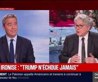 Replay BFM Politique - Négociations entre les États-Unis et l'Iran: Donald Trump n'échoue jamais, donc il n'y aura pas d'échec de Donald Trump, ironise Thierry Breton