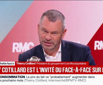 Replay Face à Face - Avant d'aller embêter le contribuable ou des acteurs de l'économie française, il y a un sujet de défiscalisation des grands groupes, estime Thierry Cotillard, président du groupement Les Mousquetaires