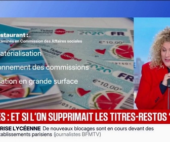 Replay BFM Première - L'ÉDITO ÉCO - Titres-restaurant: vers une limite de 10 à 15 euros par jour dans les supermarchés?