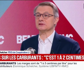 Replay Face à Face - Dominique Schelcher, PDG de Coopérative U indique que son groupe fait un, deux ou trois centimes de marge par litre de carburant