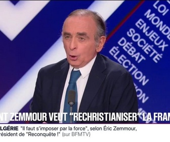 Replay BFM Politique - Il faut apprendre aux enfants à l'école tout ce qu'ils doivent au christianisme, estime Éric Zemmour président de Reconquête