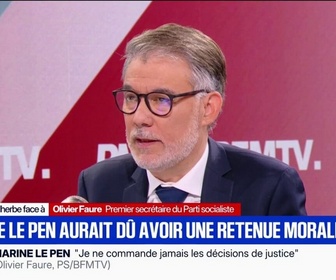 Replay Face à Face - Candidature de Marine Le Pen: Une forme de retenue morale aurait dû s'imposer à elle, estime Olivier Faure (PS)
