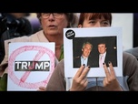 Replay Des manifestants se rassemblent devant le château de Windsor avant la visite d'État de Trump