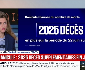 Replay BFM Première - Canicule: 2025 décès en plus recensés sur la période du 22 au 28 juin selon Santé Publique France