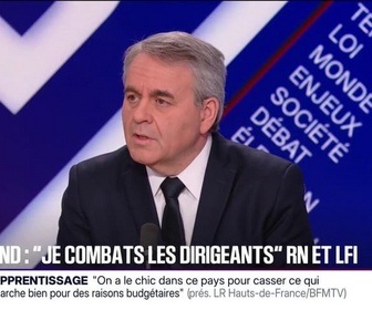 Replay BFM Politique - Certainement pas, déclare Xavier Bertrand (LR) à propos d'alliance entre LR et le RN qu'il accuse de profiter du désarroi