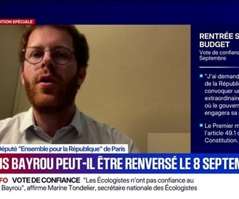 Replay 20H BFM - Discours de rentrée: Je suis frappé qu'on puisse voter la censure d'un texte dont on ne connaît pas la première virgule, s'étonne David Amiel, député Ensemble pour la République de Paris