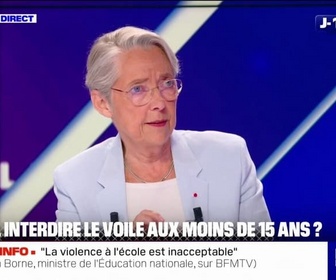 Replay BFM Politique - Élisabeth Borne ne veut pas interdire le port du voile à l'université ou pour les mamans accompagnant les sorties scolaires