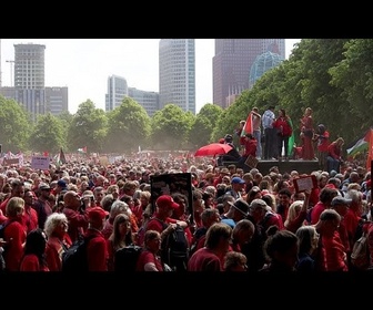 Replay Pays-Bas : 100 000 personnes forment une gigantesque ligne rouge à la Haye contre le génocide...