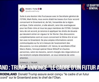 Replay 20H BFM - Donald Trump annonce avoir établi les bases d'un futur accord concernant le Groenland et renonce à appliquer les droits de douane qui devaient entre en vigueur le 1er février