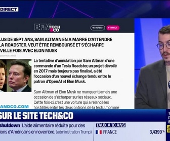 Replay Tech & Co, la quotidienne - À lire sur le site Tech&Co : Après plus de sept ans, Sam Altman en a marre d'attendre son Tesla Roadster, veut être remboursé et s'écharpe une nouvelle fois avec Elon Musk, par Sylvain Trinel - 03/11